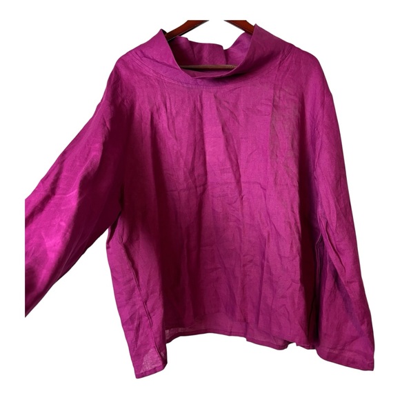 Lintico 100% Linen Draped Neck HOLLIS blouse Top violet velvet size XL - Picture 5 of 11